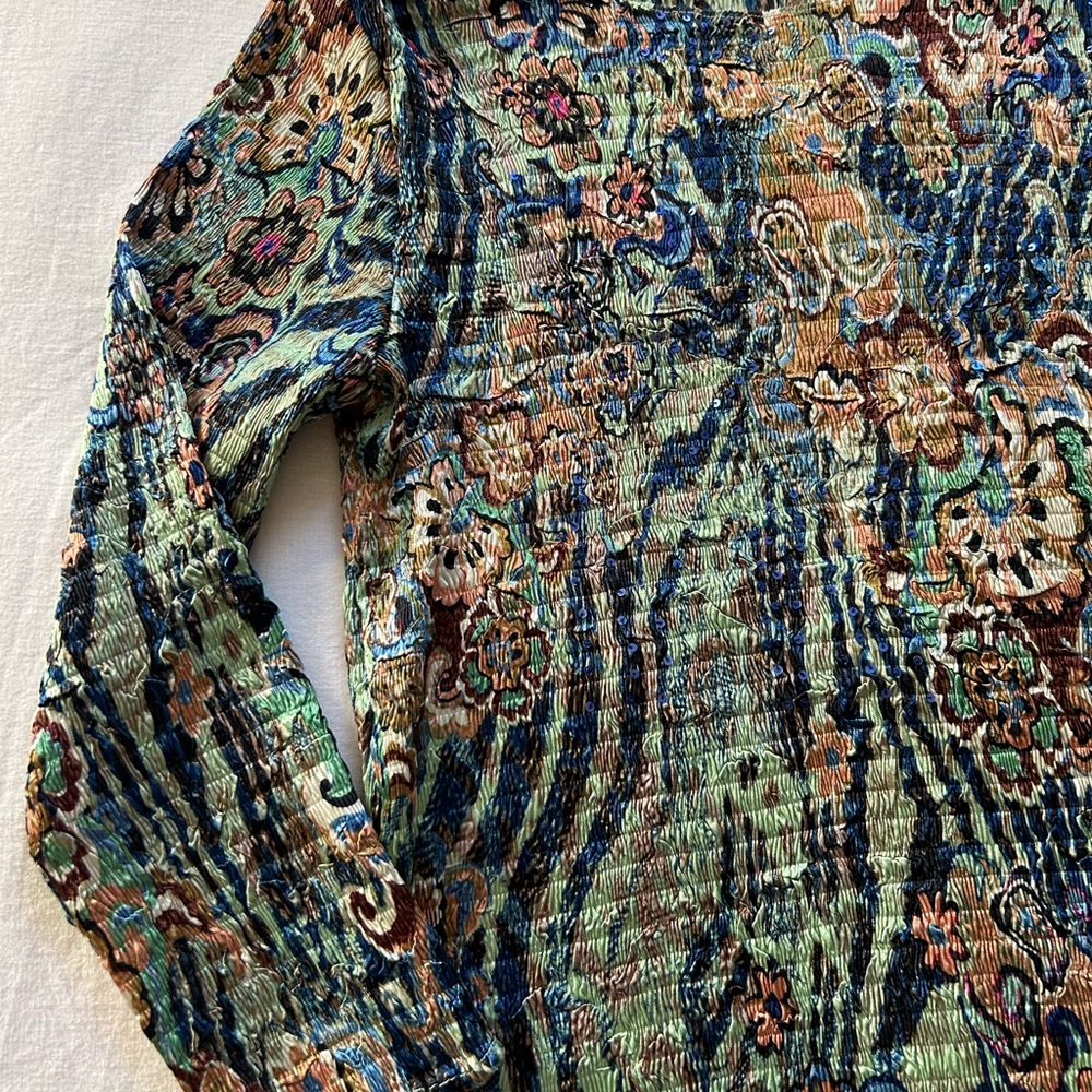 Vintage Alberto Makali Whimsical Smocked Flower Power Top - Picture 7 of 11